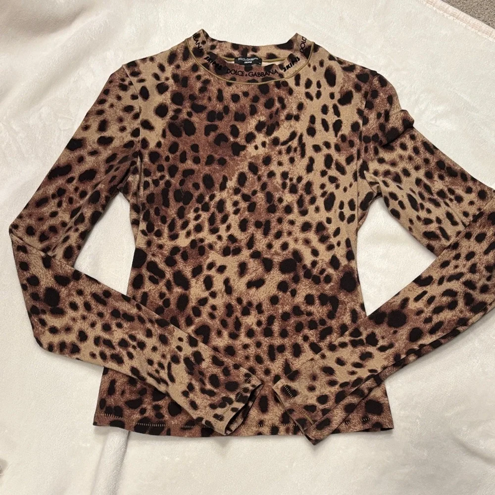 Skims -Dolce & Gabbana Animal Print Long Sleeve Top - Picture 1 of 5